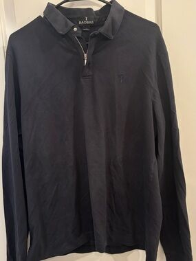 Baobab Collection Men’s Long-Sleeve Polo in Navy Blue